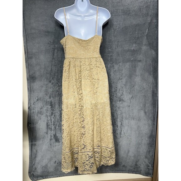 NSR Beige Lace Crochet Trim Midi Dress L - Picture 8 of 16